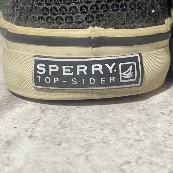 Sperry Topsider Black Sequins Shiny Black Trim Purple Insole Women’s 7M - Picture 5 of 10